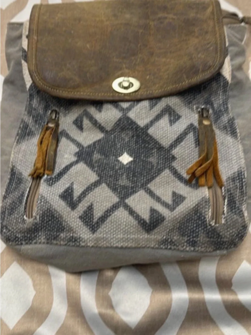 Myra Bag Felicity Brown and Tan Leather Backpack
